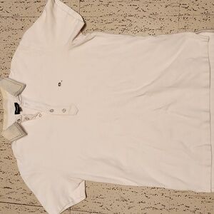 Diesel White Metal Emblem Logo 1/4 Button Down Dress Polo Shirt
